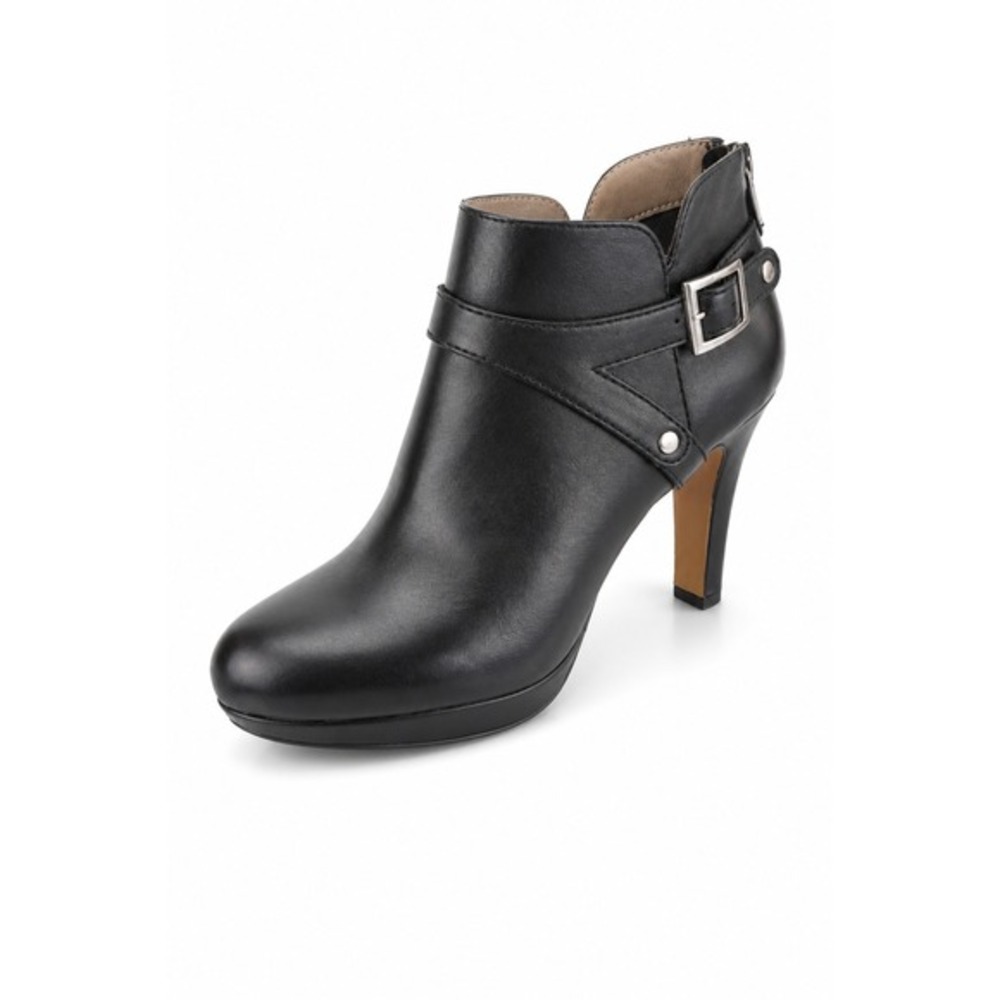 Adrienne Vittadini Pescara Ankle Boots Women 7M Black Leather High Heel Stiletto